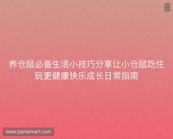 养仓鼠必备生活小技巧分享让小仓鼠吃住玩更健康快乐成长日常指南 养仓鼠必备生活小技巧分享让小仓鼠吃住玩更健康快乐成长日常指南